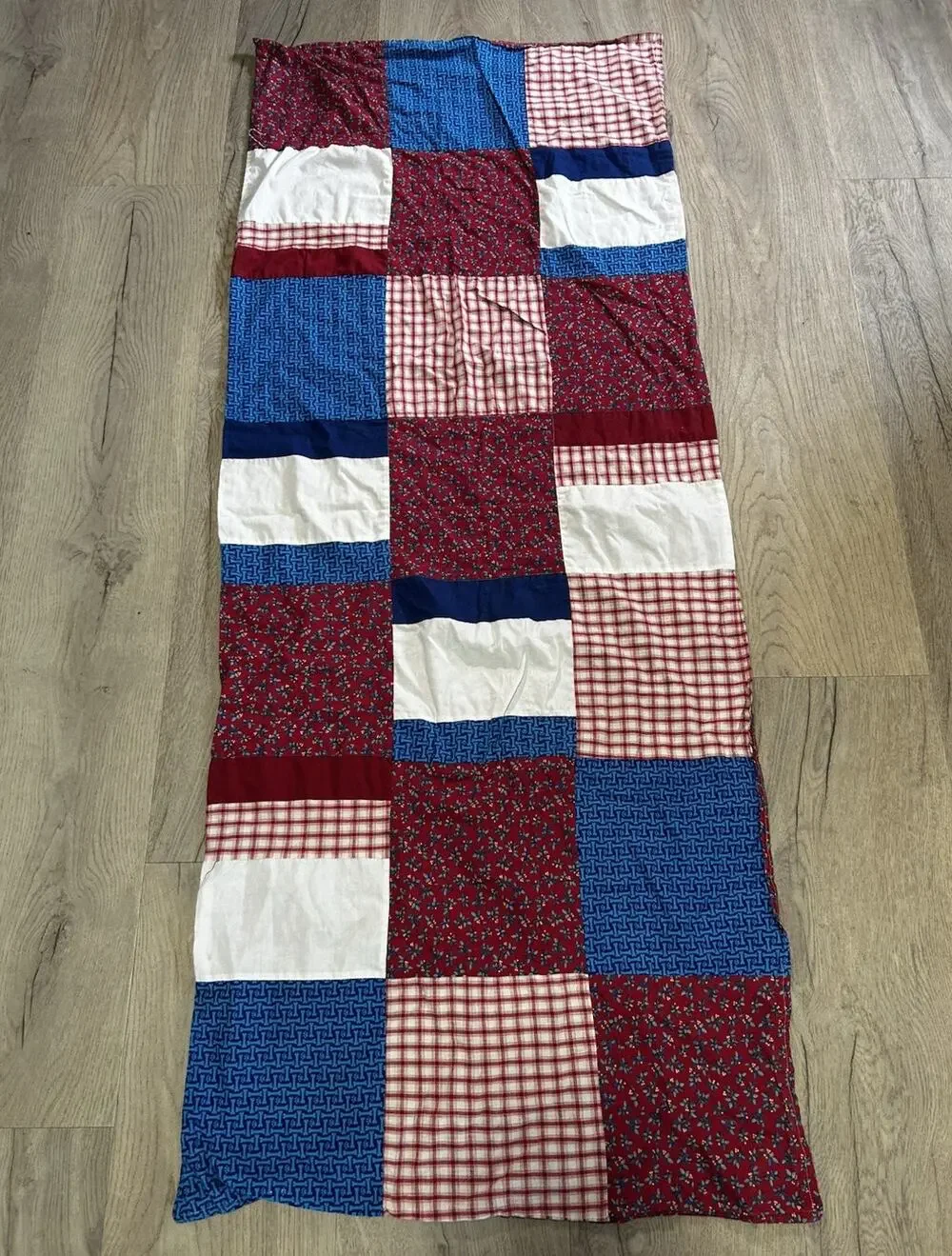Americana Fourth of July Patchwork Quilted Reversible Cotton Table Runner